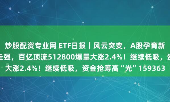 炒股配资专业网 ETF日报｜风云突变，A股孕育新机？银行、食饮携手走强，百亿顶流512800爆量大涨2.4%！继续低吸，资金抢筹高“光”159363