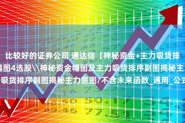 比较好的证券公司 通达信【神秘资金+主力吸货排序】套装指标1主图2幅图4选股\神秘资金幅图及主力吸货排序副图揭秘主力意图/不含未来函数_通用_公式_电脑